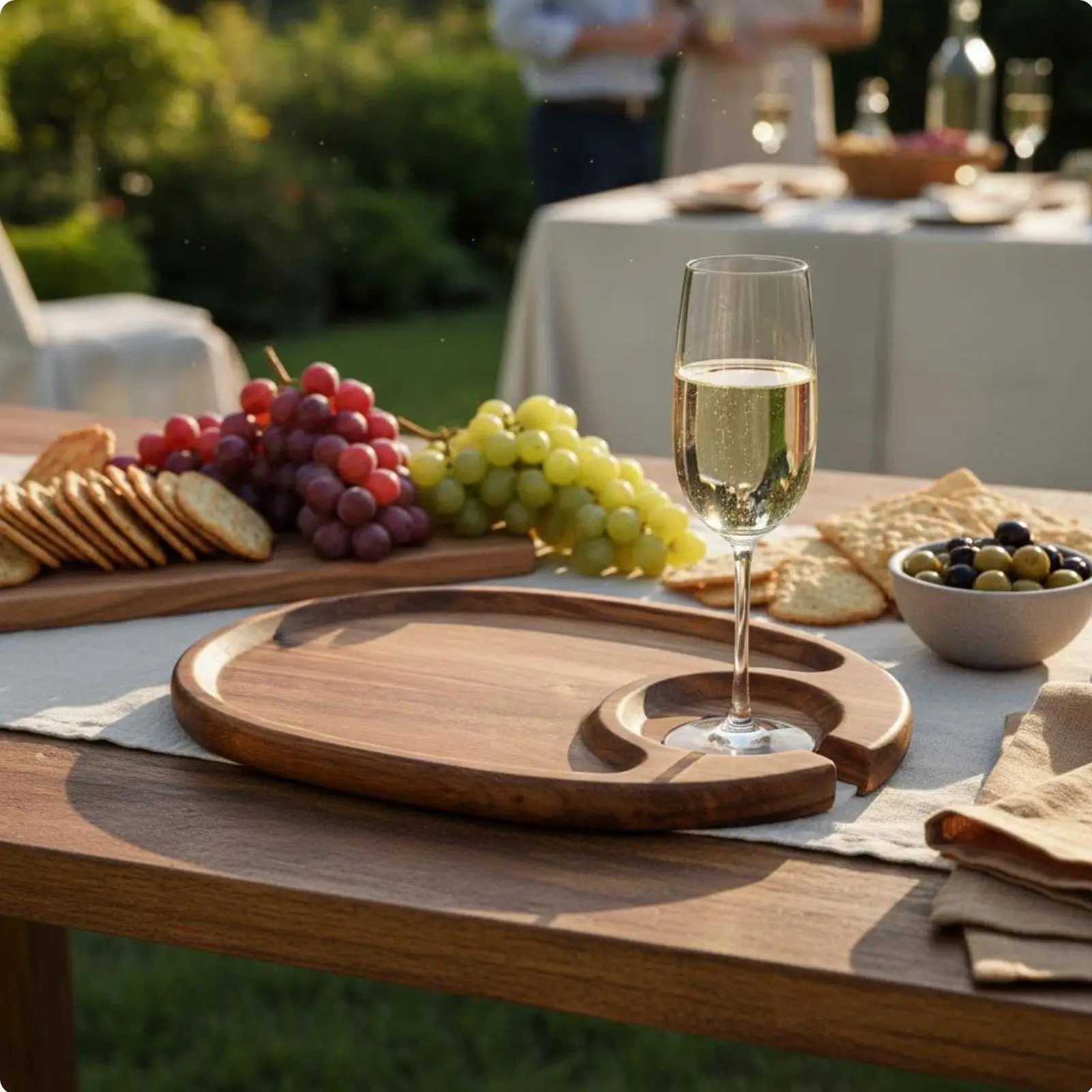 Beverage Plate with Stemware Holder Portable for Parties, Party Hosts