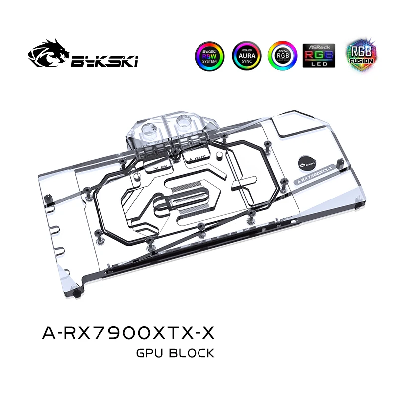 Bykski GPU bloc de refroidissement personnalisé pour AMD Radeon RX 7900 XTX PC refroidisseur d'eau à couverture complète, A-RX7900XTX-X