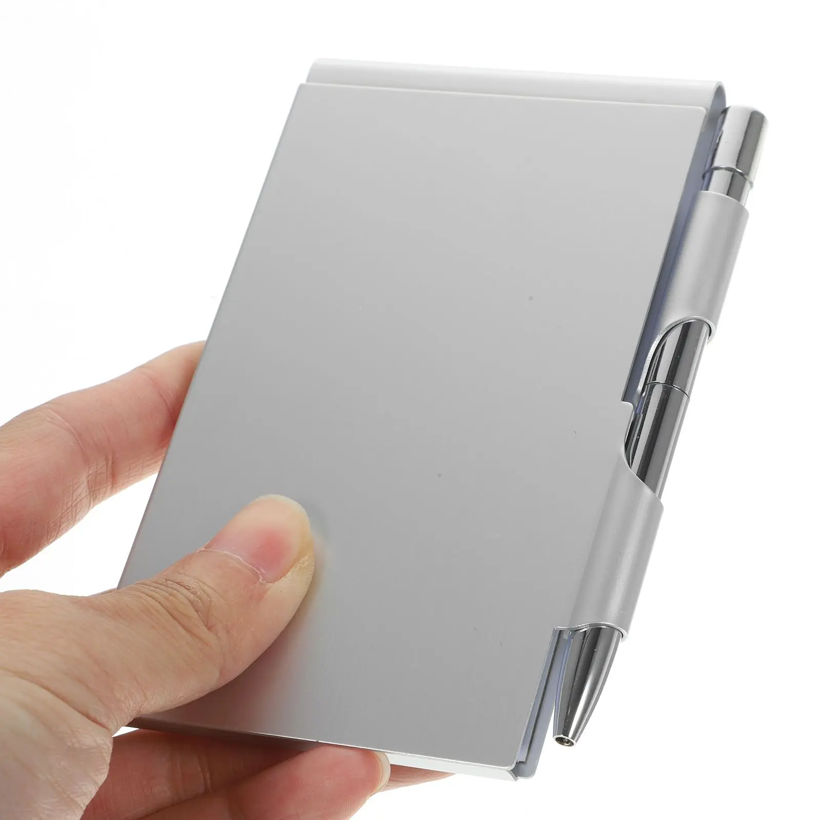 

Aluminum Alloy Card Box Mini Notebook Tear Off Notepad Memo Pads Writing Pad Black Color Portable Office School Supplies