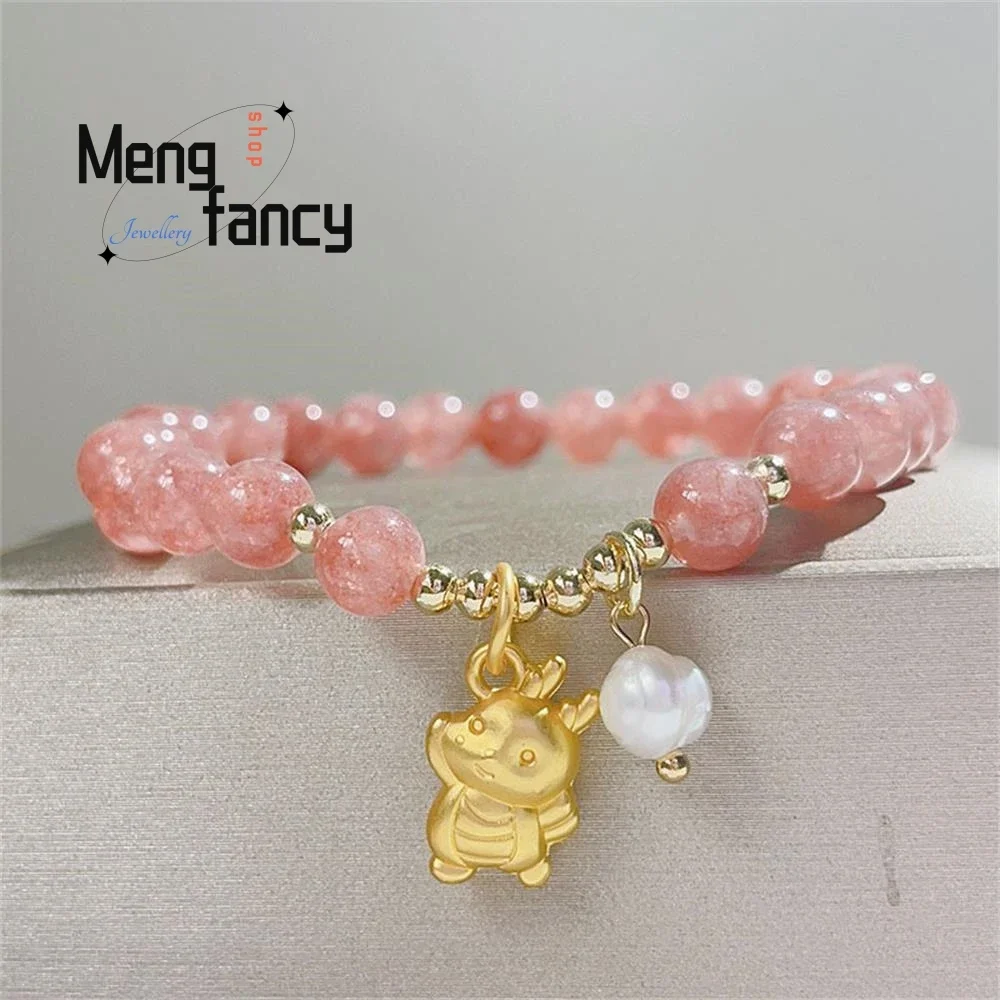 

Natural Strawberry Crystal Pink Fortune Sweet Romantic Wind Beaded Bracelet Exquisite High-grade Popular Fashion Luxury Jewelry