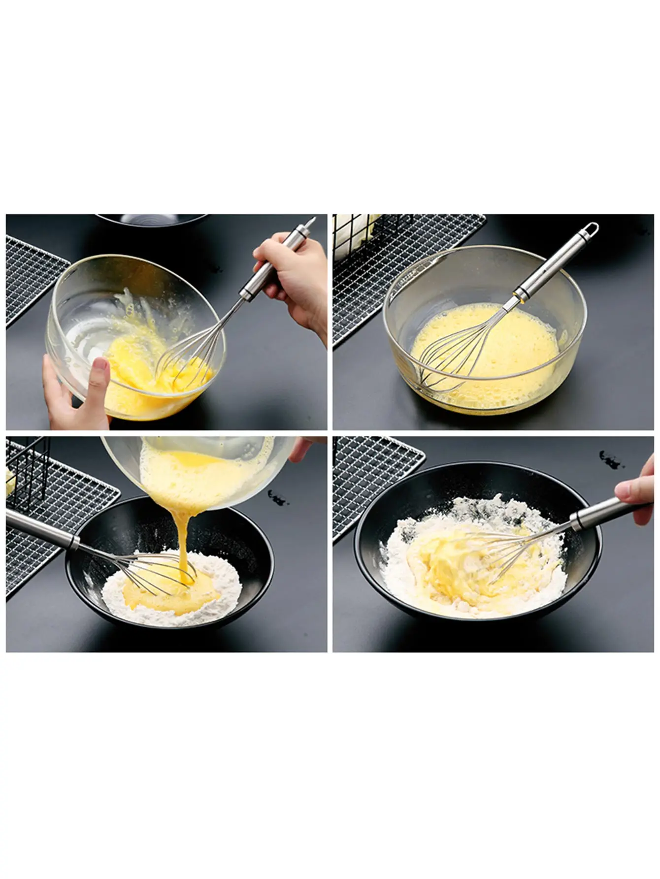 WORTHBUY Egg Whisk Stainless Steel Kitchen Balloon Whisks Manual Egg Beater Blender Egg Mixing Mixer Tools