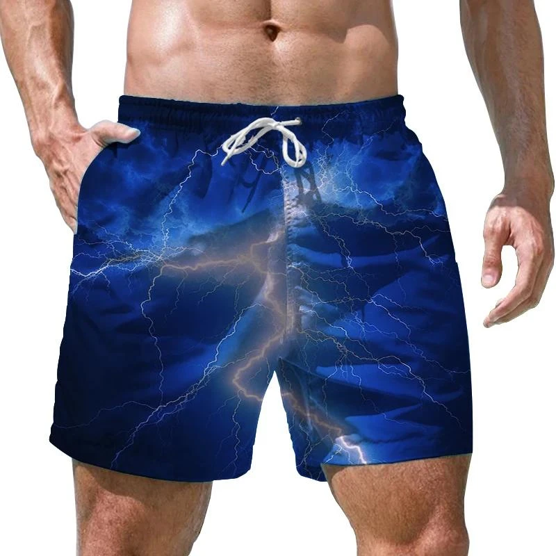 Lightning Pattern Shorts Men Casual Short Pants Cargo Black Beach 3d Printed Shorts Gothic Fitness Mens Shorts Male Short Pants