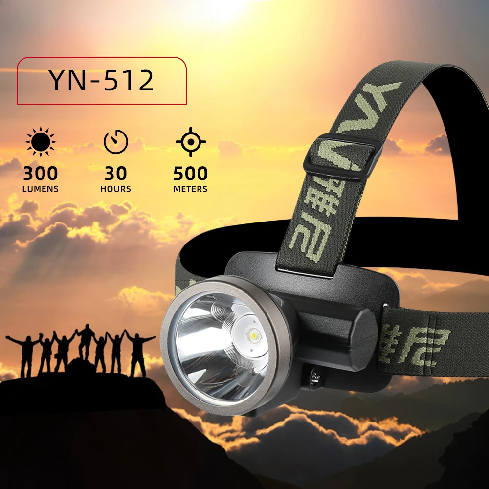 YN-512 Led Headlamp 1800mAh Type C Rechargeable Headlight Super Bright Head-mounted Flashlight Torch For Fishing Hiking Camping