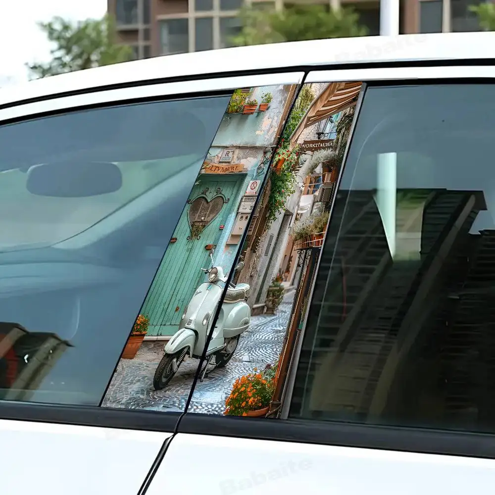 

Greece Santorini France Europe Landscape Side Door B-Pillar Sticker Waterproof PVC Decal Car Art Car Him Pillar Design Gift Idea