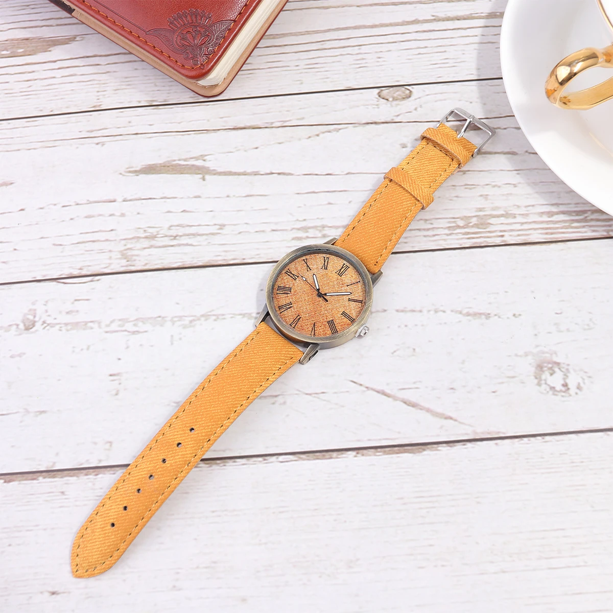 

Canvas Watch Orange Fashion Quartz Wrist Watch Delicate Decoration Durable Premium Material Elegant Silent Suitable For Any