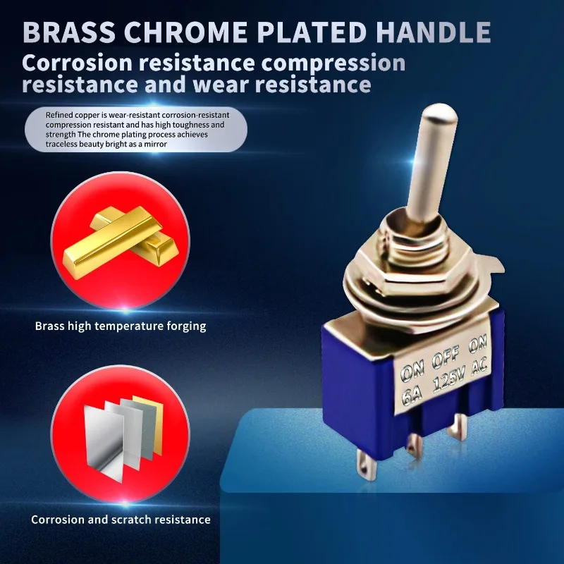 20 шт. мини-тумблер SPDT ВКЛ/ВЫКЛ/ВКЛ 3-контактный 3-позиционный микротумблер переменного тока 6А/125 В 3А/250 В с одним шарниром для Arduino MTS-10