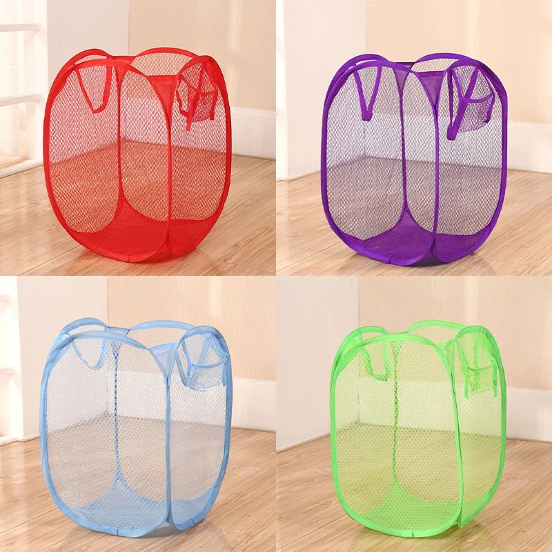 Folding Laundry Basket Mesh Laundry Dirty Sorting Basket Kids Toys Sundrie Home Storage Box Organizer