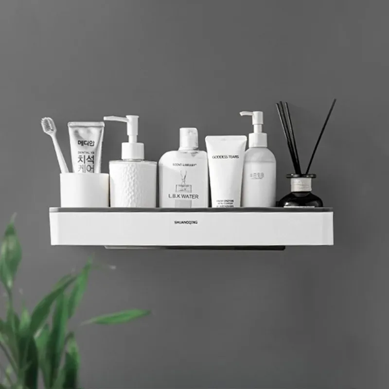 Wall-Mounted Toilet Paper Holder Nail-Free Bathroom Storage Rack & Multifunction Phone Holder Shelf Space-Saving Bathroom Access