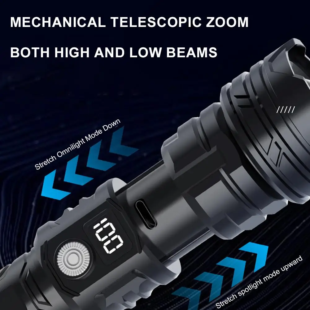 Zoomable Rechargeable Flashlight - 600LM Super Bright Long Range Beam, Compact & Portable for Outdoor, Home, Emergency Use