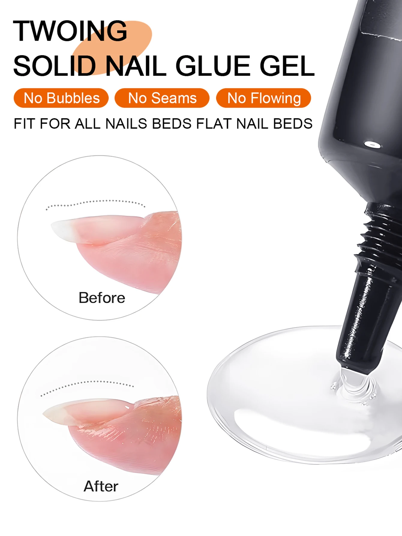 Solid Nail Glue Nail Tips Gel for Press On Nails,Acrylic Nail Gel for Manicure Extension,False Nails Adhesive Glue Long Lasting