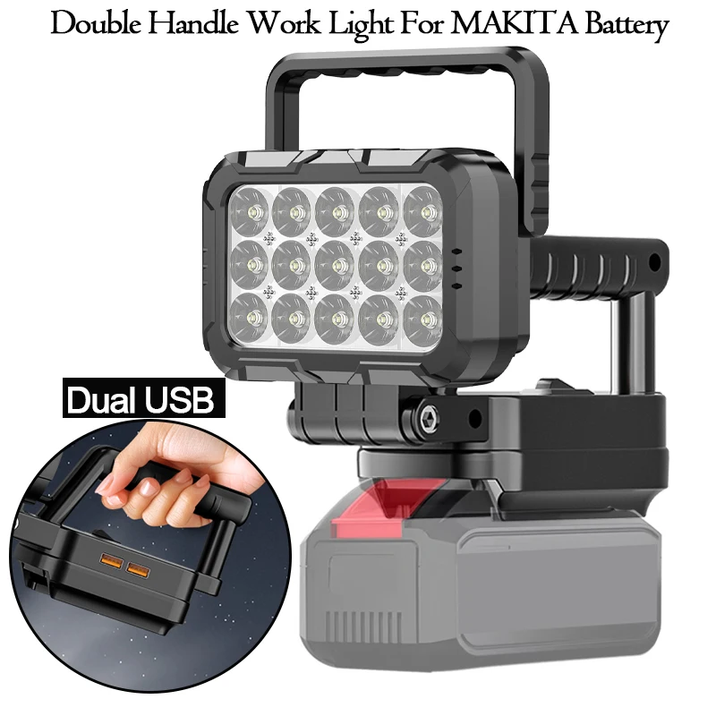 Carry Handles Work Light for Makita 18V Battery  Portable LED Lamp Cordless floodlight with USB  Charging Port