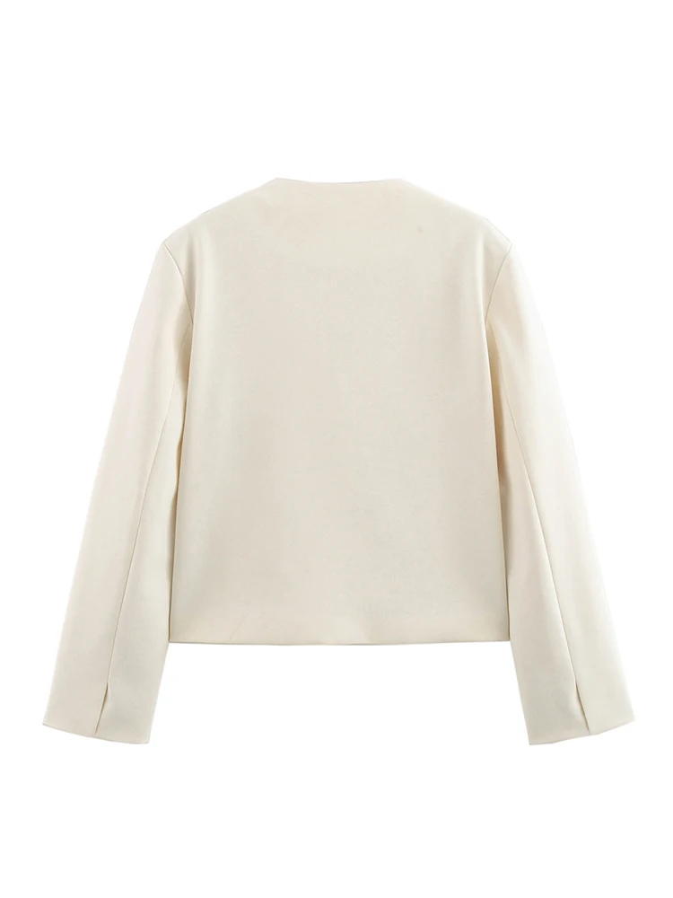 

For Female Chic Clothes Outfits Cute Tops Vintage Women White Casual Blazer Jackets 2025 Fashion Ladies Elegant V Neck Suits