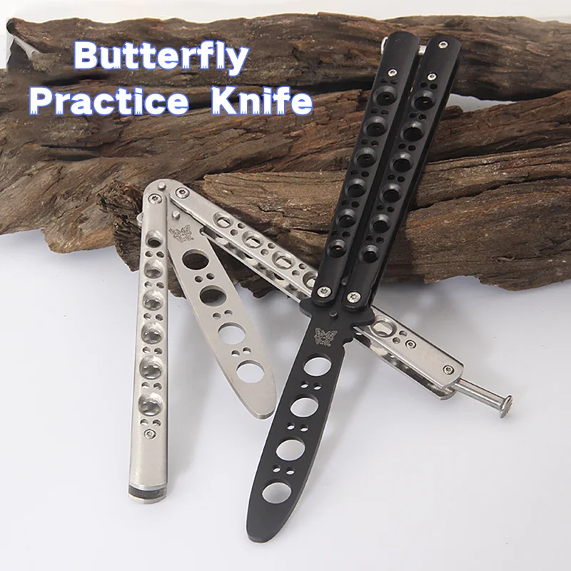 CSGO Practice Butterfly Knives para iniciantes, Dump Knife, Uncut Blade, livre de manutenção, pilha quebrada, ao ar livre, todo o aço, sem cortes