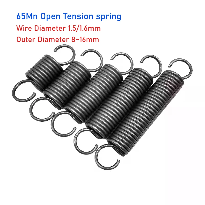 1pcs Wire Diameter 1.5/1.6mm 65Mn Open Tension spring Outer Diameter 8~16mm Expansion Springs Extension Tension Spring