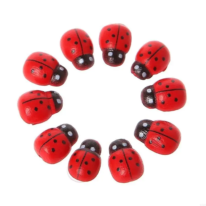 97qd 10pcs mini coccinella coccinella per bambole ornamenta arredamento da giardino
