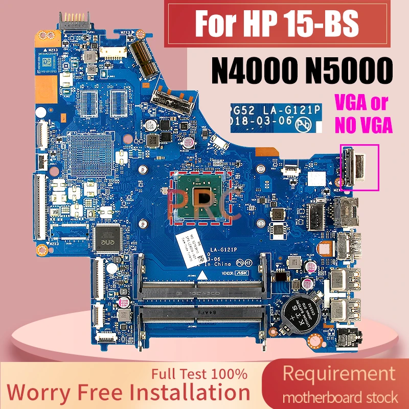 For HP 15-BS 15-BS212WM PC Laptop Motherboard SR3S1 N4000 SR3RZ N5000 L24004-601 L19050-601 VGA DDR4 Notebook Mainboard Tested