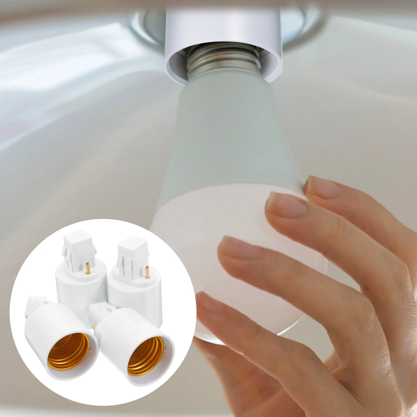 

4 Pcs Lamp Adapter Bulb Holder Light Base Converter Connector Brass Socket White Plug Cap
