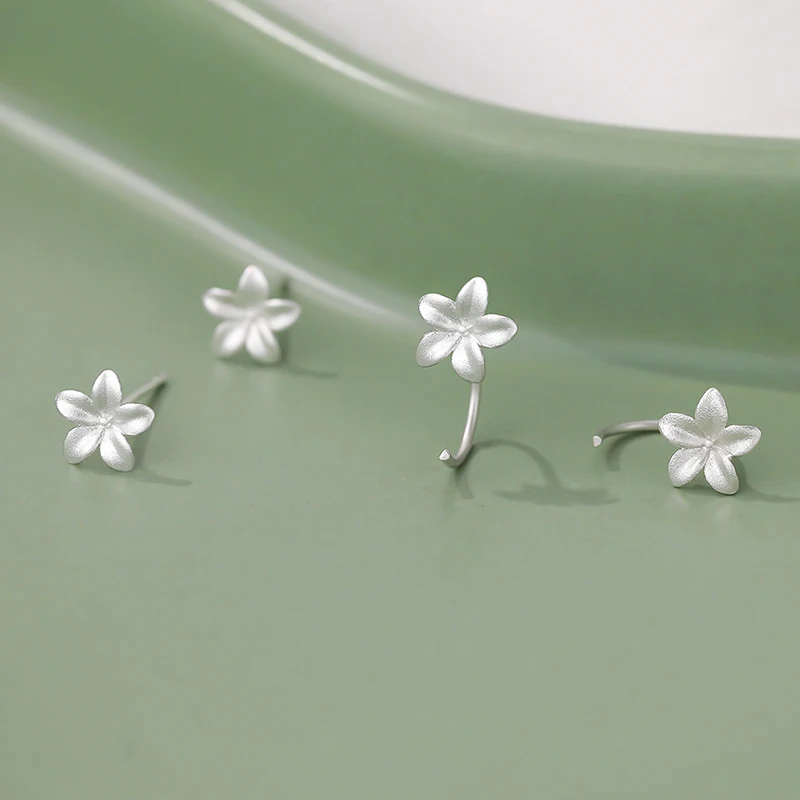 SOFTPIG Real 925 Sterling Silver Flower Stud Earrings for Women Cute Plant Fine Jewelry Ear Hole Care Minimalist Accessories