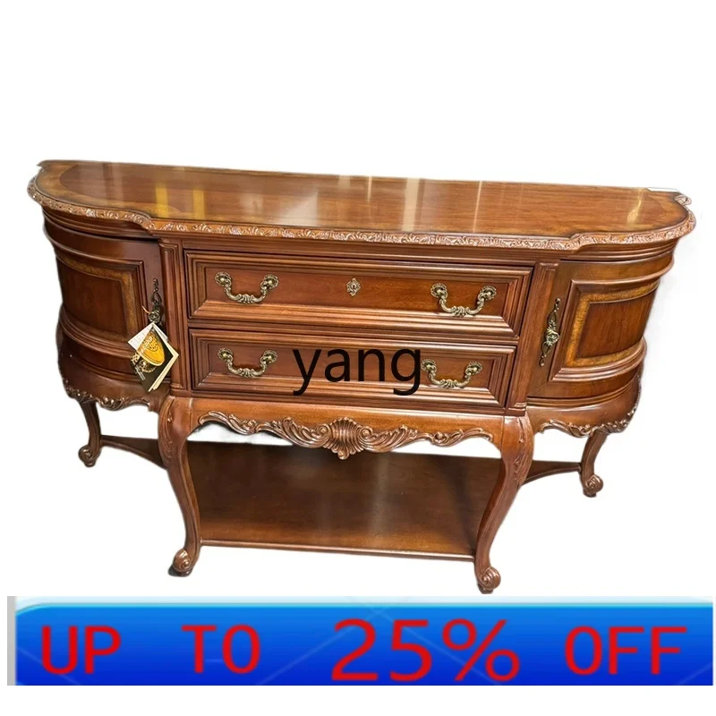 

LMM American solid wood porch table retro foyer decoration porch storage semi-circular locker