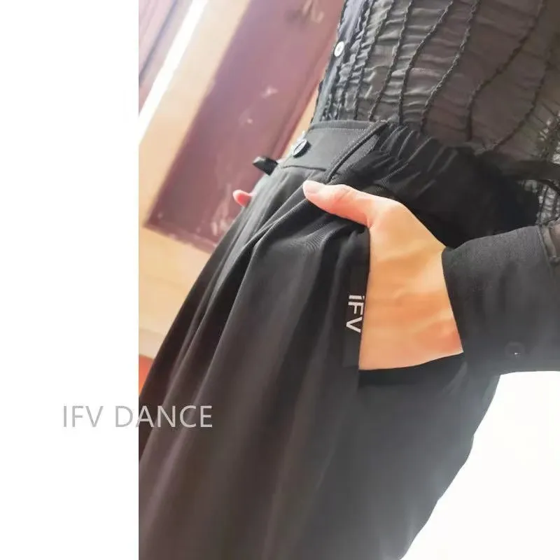 تخصيص السراويل اللاتينية المهنية الرجال IFV السراويل الرقص القياسية الوطنية مرونة الخصر جيب بانت الغربية