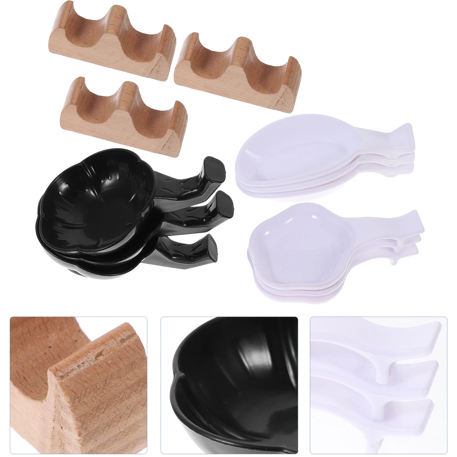 

12pcs Calligraphy Brush Rest Set White Plum Spoon Shape Wooden Pen St for Students Ink Painting Desk Accessories