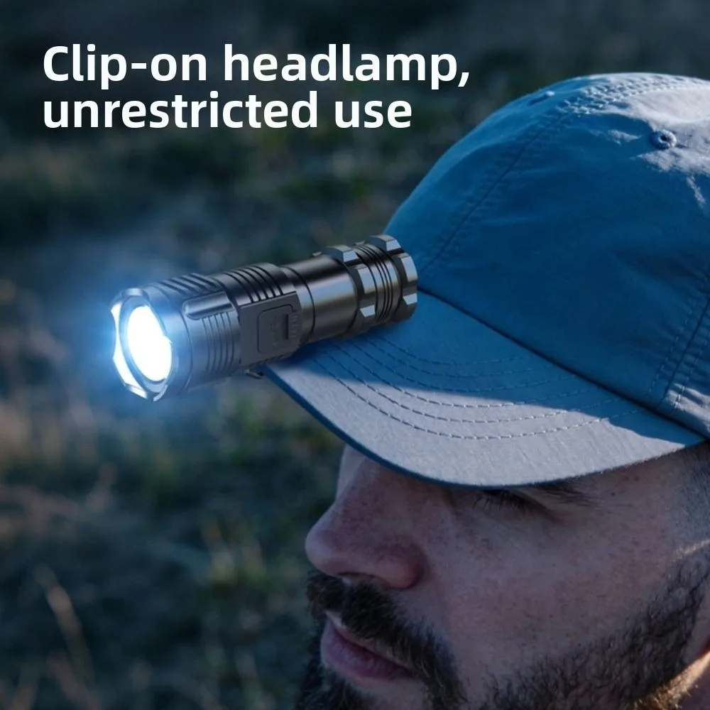 Waterproof LED Inspection Light Portable Clip-on Rechargeable Flashlight High Strong Power TYPE-C Charging UV Flashlight