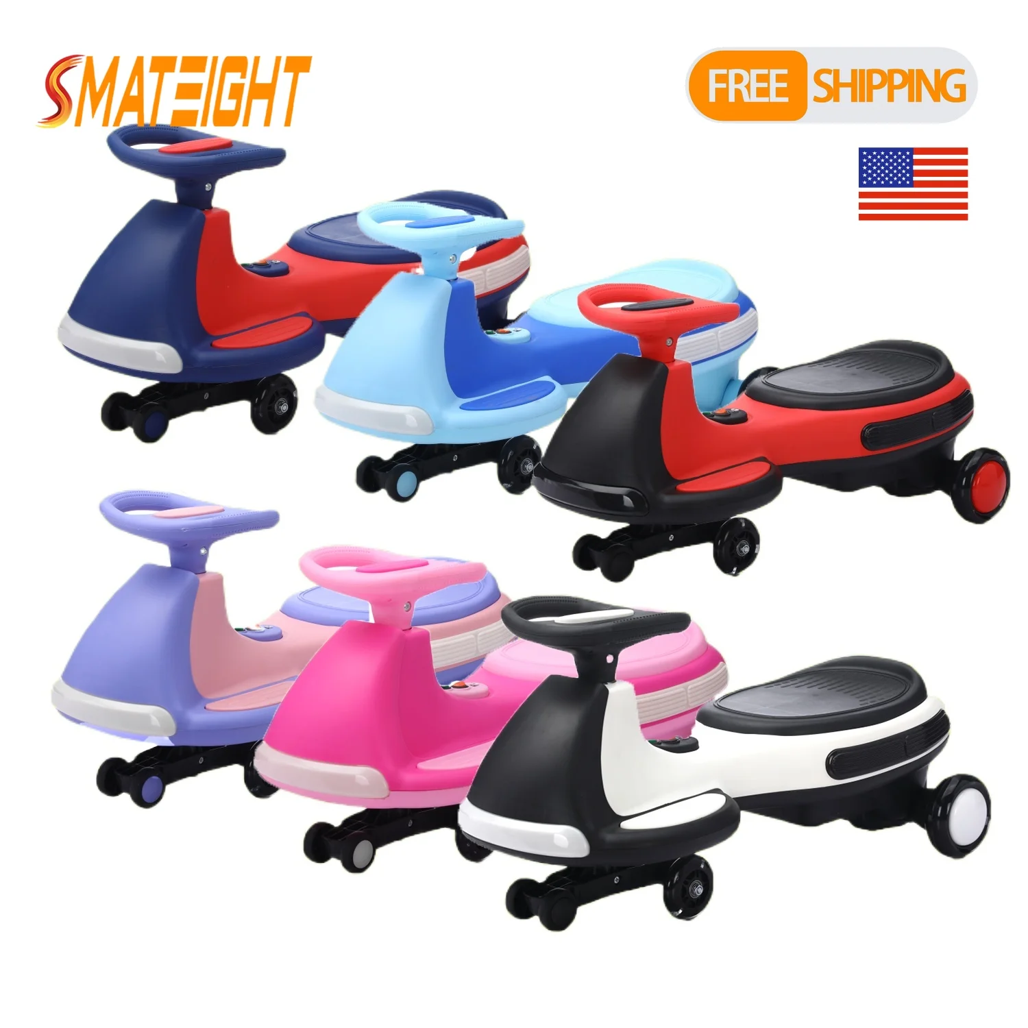 2-in-1 Ride on Toys Electric Wiggle Car Pedal Rechargeable Battery Swing Car 2 motor Ride-On Toy Anti-Rollover Flashing Wheels