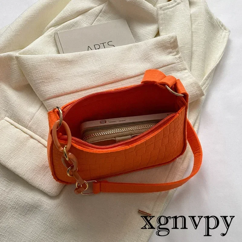 Xgnvpy-Bolso de hombro de fieltro para mujer, bolsa subaxilar de textura avanzada, diseño de axila, monederos de media luna