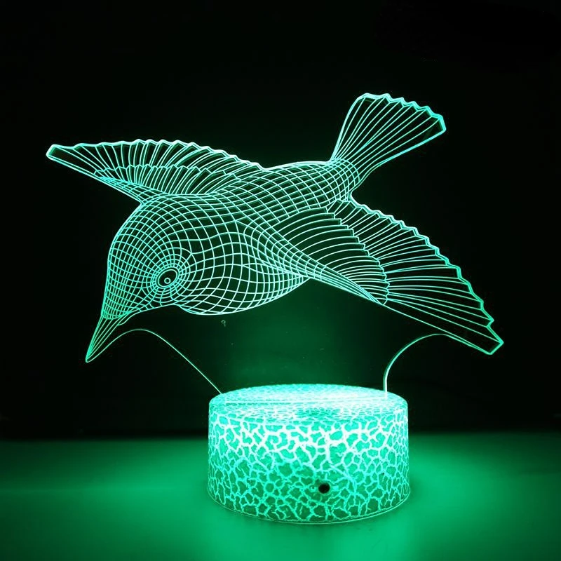 Owl 3d Illusion Lamp Colorful Led Creative Touch Remote Control Night Light Bedroom Atmosphere Decoration Table Lamp Gift Kids