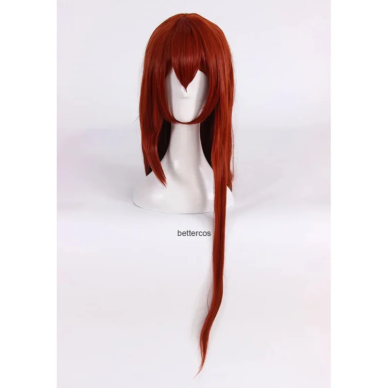 Steins Gate Makise Kurisu Christina Cosplay Wig 100CM Long Straight Auburn Heat Resistant Synthetic Hair Wig Wig Cap