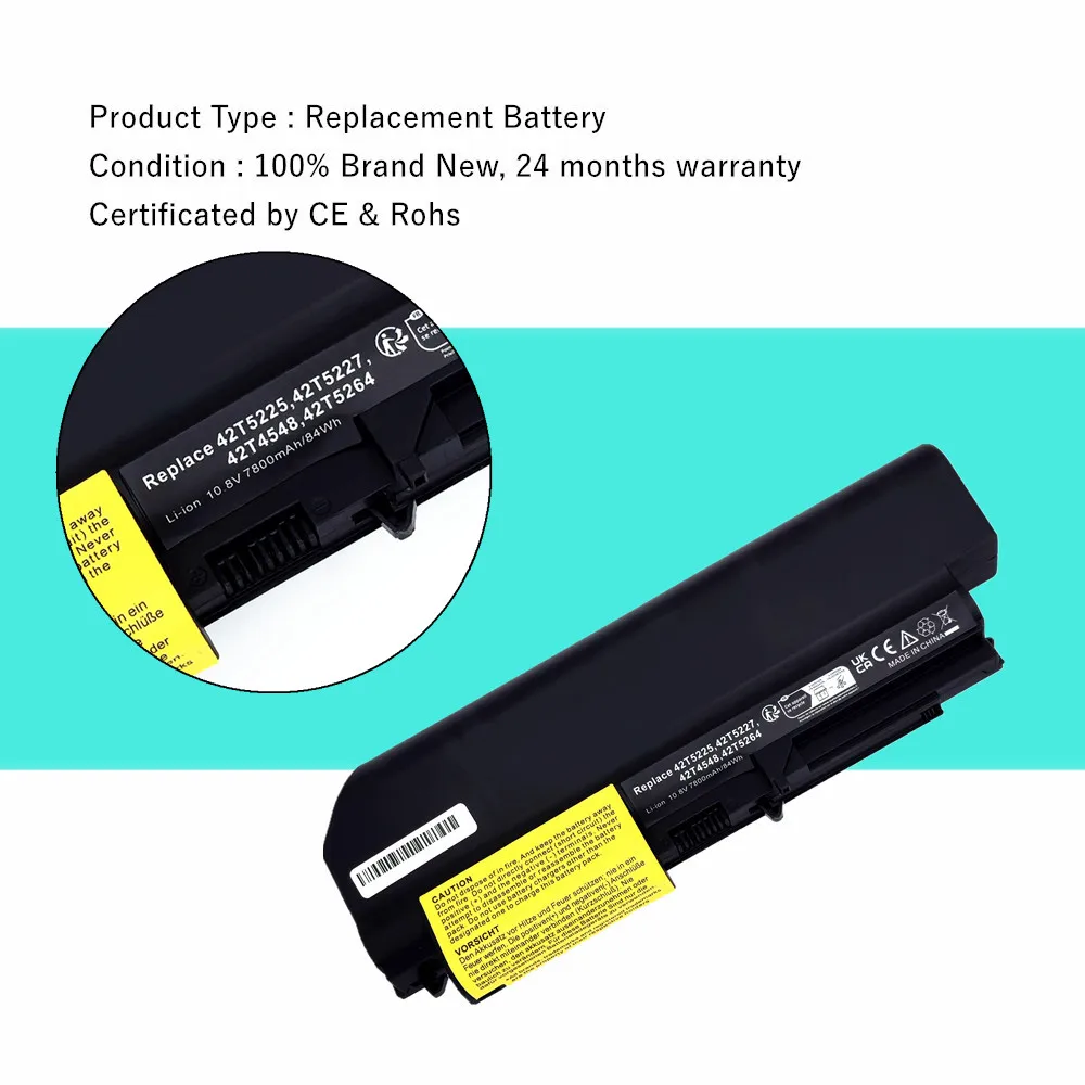 42T4530 Laptop Battery For Lenovo ThinkPad R61 R61i T400 T61 T61p T61u 42T4533 41U3196 42T5226 42T5265 42T4532