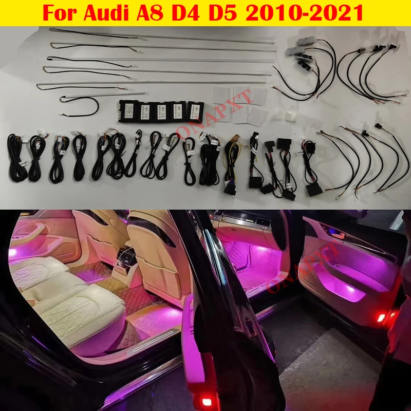 LED For Audi A8 D4 D5 2010-2021 Car Atmosphere Lamp illuminated Strip MMI Button Control Decorative Ambient Light 21/30 Colors