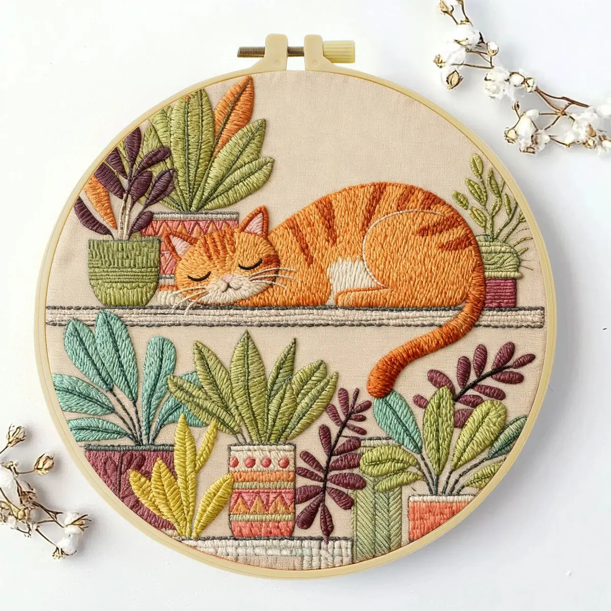 1 Stück 20X20CM/15X15CM 7,87/6,3 Zoll Tier - Katze Stickerei Starter-Kit DIY-Kit DIY-Stickerei-Set Handarbeiten Malerei – Detail 2