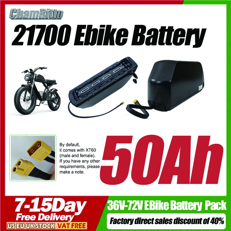 

Electric bike Down Tube 48V 52V 30ah Battery 60V 72V 3000w Electric Bicycle Bateria1500W 40ah 50 60ah 21700 1000wLithium Battery