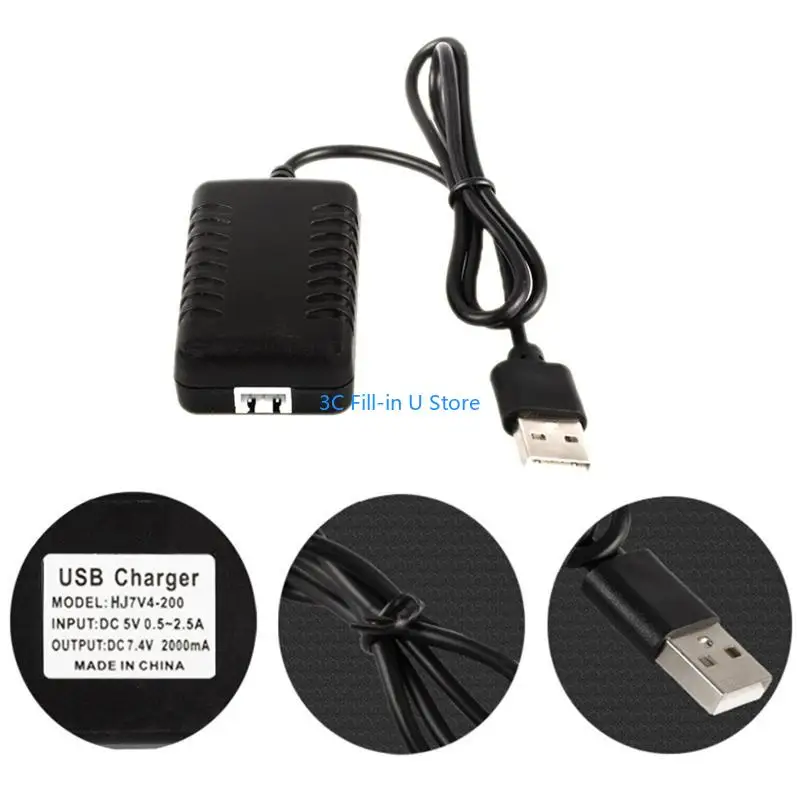G8TA 7.4V Lipo Battery USB Cable for RC Quadcopter FPV Parts 7.4V 2S 1500mA Output