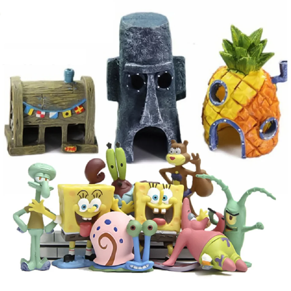 Casa de piña de dibujos animados, decoración para pecera, paisajismo, accesorios para acuario, mascotas, pulpo, cangrejo, Castillo, refugio para peces y camarones