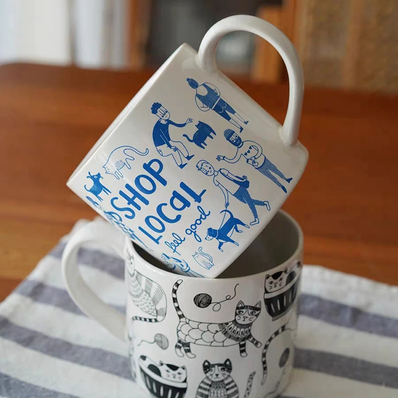 Ceramic Cup with Cover, Cute Pet Life Mug, Milk Coffee Cup, Beautiful Gift, Party Return Gifts, Home Supplies