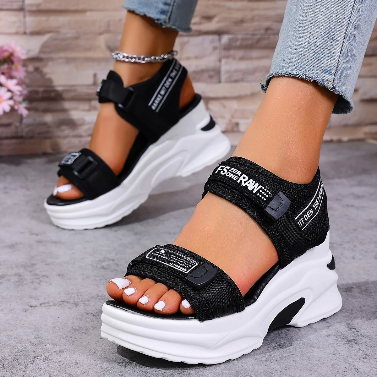 Women Platform Wedge Sandals Summer Fashion New Comfortable Shoes for Women Light Casual Velcro Beach Sandals Zapatos De Mujer image 4