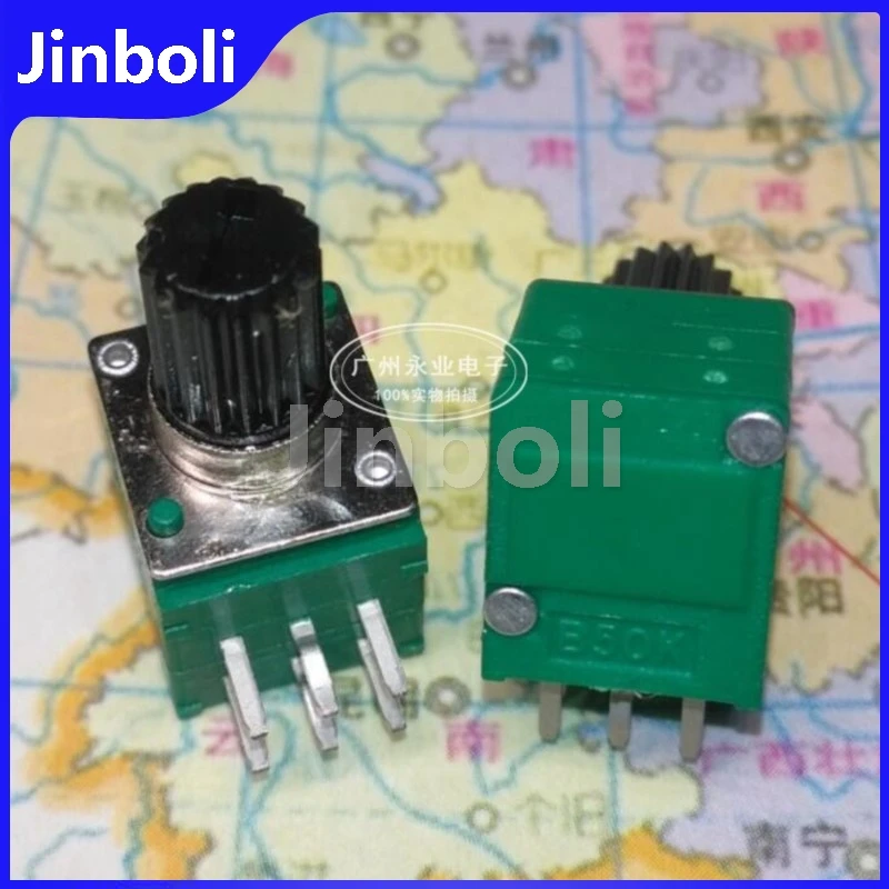 

5 шт. RK097 двойной герметичный потенциометр 6 контактов B50K B503 прецизионный потенциометр громкости пластиковый цветок длина вала 10 мм