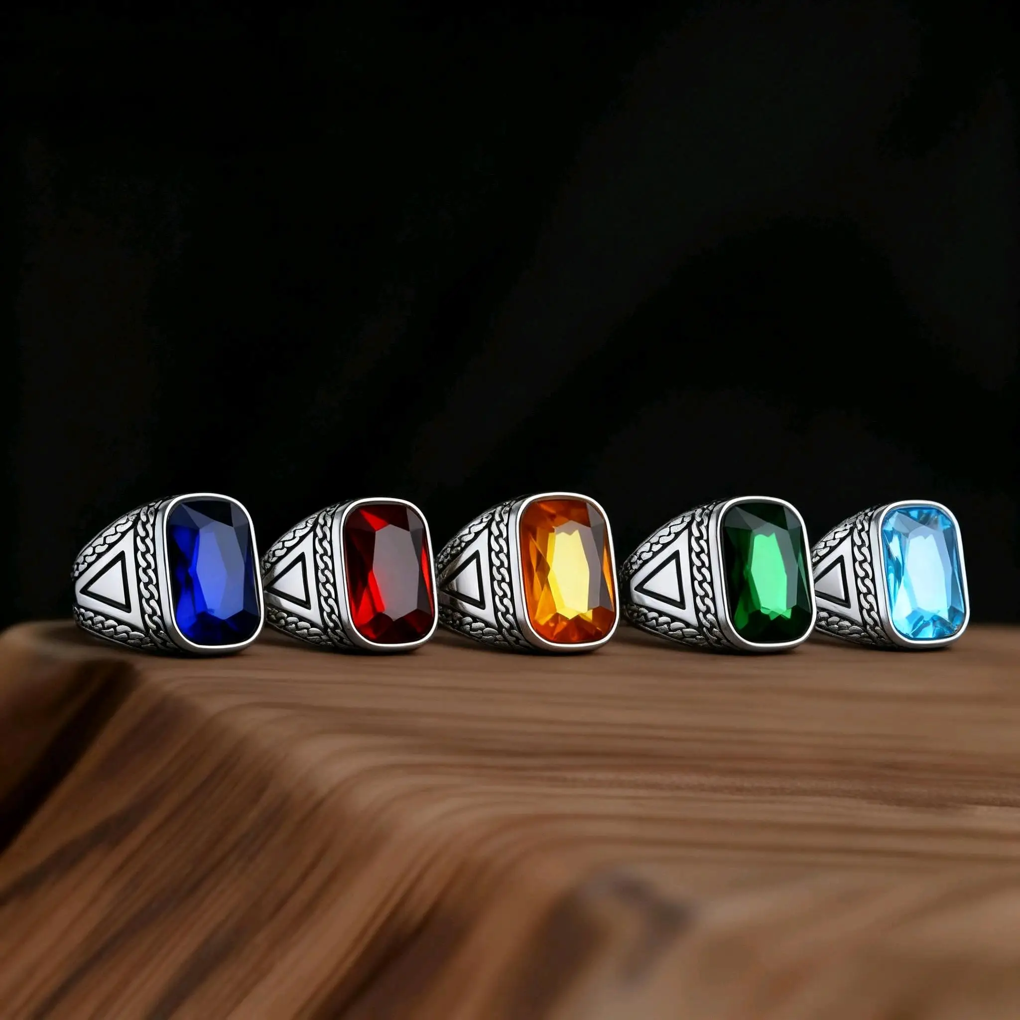 R3427 Men\'s High Quality 316L Stainless Steel Variety Onyx Rings Fashion Trend Jewelry