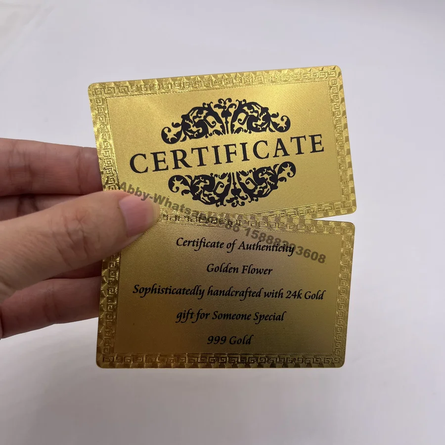 Certificat d'authenticité KL en feuille d'or plaquée, fleur d'or, collection de roses trempées, livraison gratuite, 24 carats