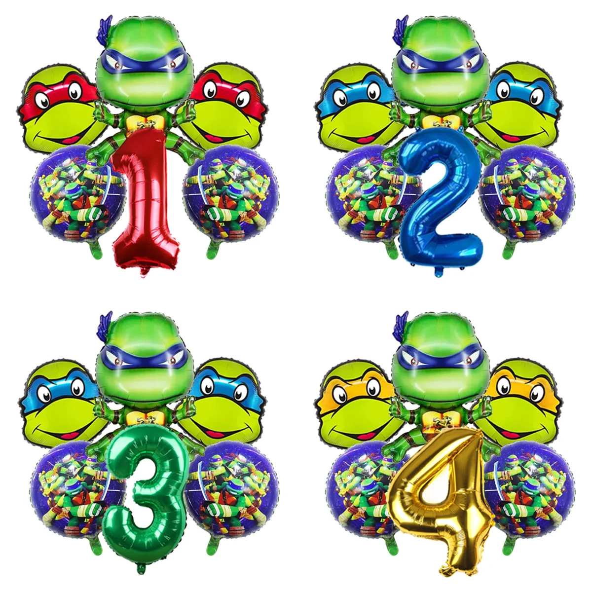 Globos de Aluminio de las Tortugas Ninja Leonardo Raphael Michelangelo Donatello Decoración para Fiestas de Cumpleaños Infantiles Regalo Globos