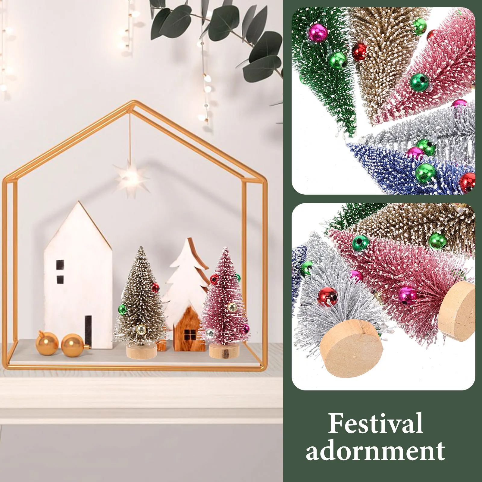 

12pcs Mini Christmas Tree 12Cm Small Artificial Xmas Tree For Holiday Party Tabletop Desk Decor Festival Scene Adornment Home