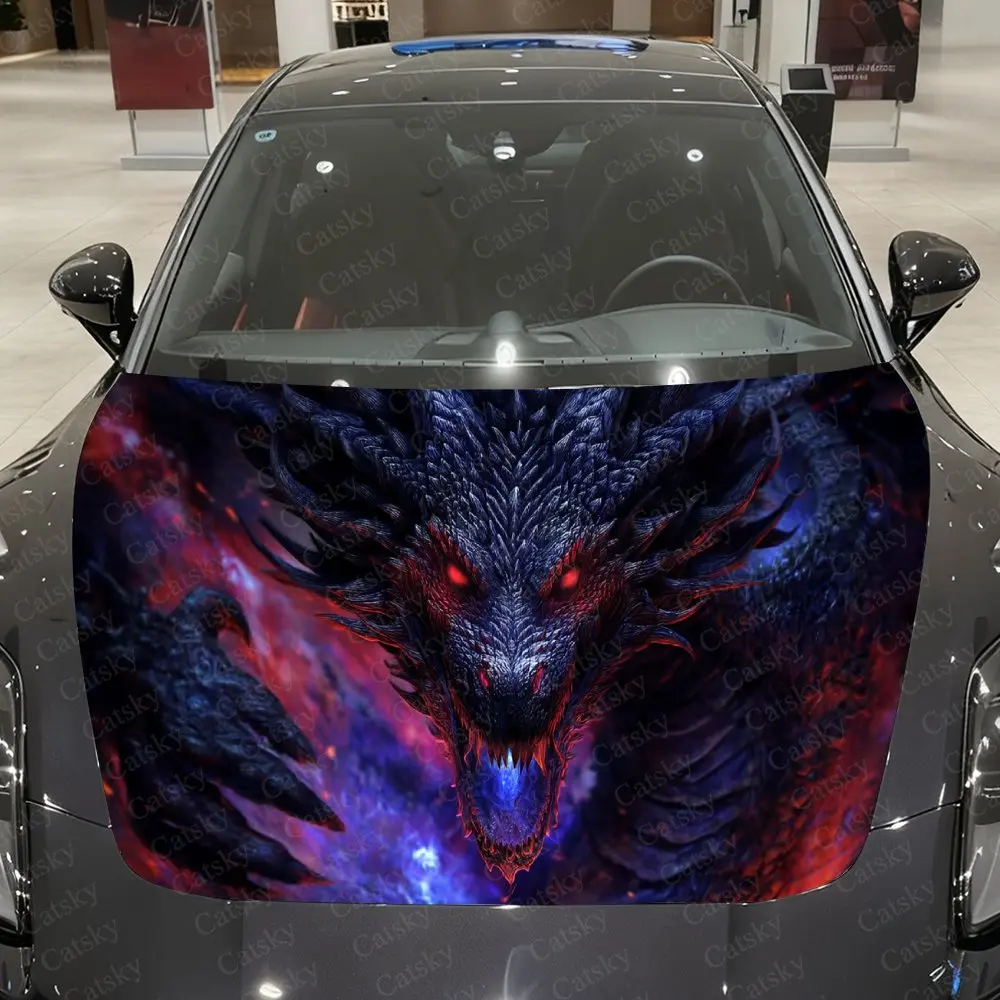 

Nebula Annihilation Fierce Dragon Car Vinyl Wrap, PVC Waterproof Car Hood Sticker, Self-Adhesive Scratch-Resistant Stickers