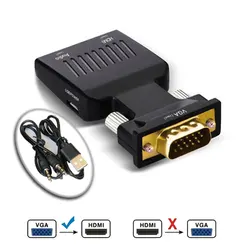 VGA to HDTV Adapter with Audio PC to TV Monitor Projector 1080P Active Converter