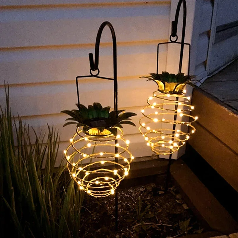 LED Solar Lights for Garden Deck Decor, Pineapple Fairy String Outdoor Hanging Lantern, Waterproof Solar Lamp for Home, Festival