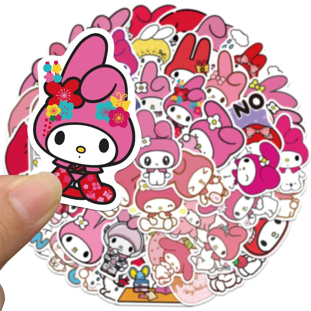 10/30/50/100pcs Kawaii Anime Sanrio My Melody Decoration Stickers Waterproof DIY Suitcase Water Bottle Aesthetic Cartoon Sticker