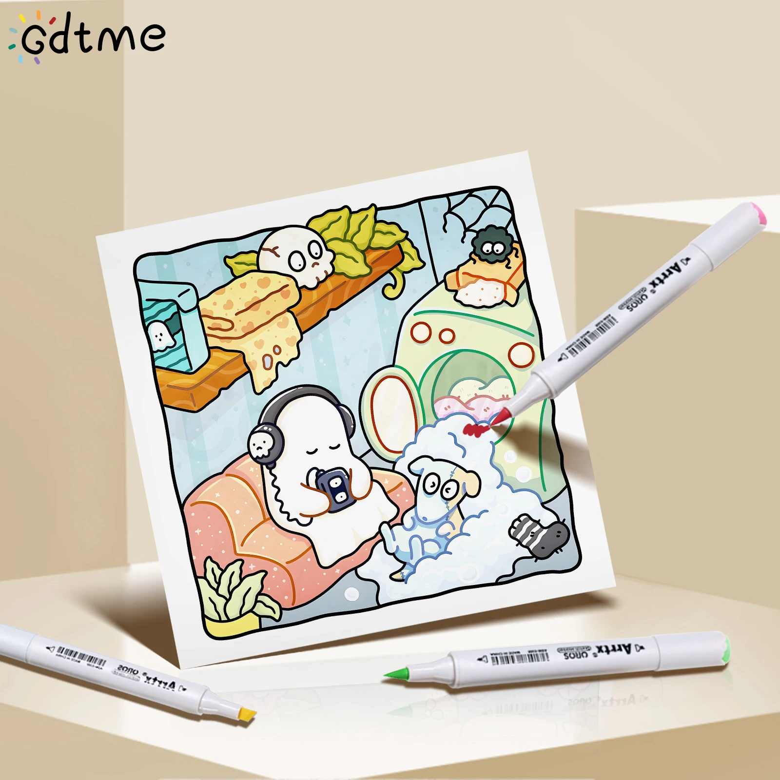 كتاب تلوين سيلي سبوكي للبالغين والمراهقين يتميز بشخصيات مخيفة لطيفة في لحظات ممتعة ومريحة للاسترخاء والسراويل