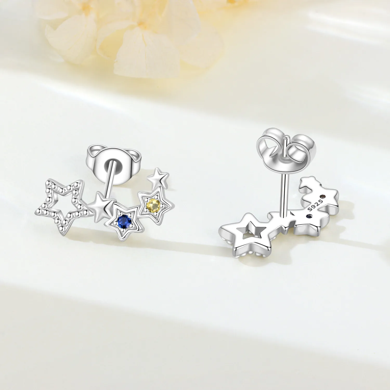 S925 Sterling Silver Star Earring Multi‑Star Crawler Stud Earrings With Cubic Zirconia Hypoallergenic Celestial Ear Jewelry Gift