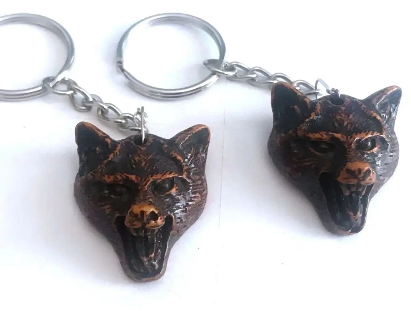 12 PCS Ethnic Tribal Imitation Devil Wolf Totem Yak Bone Keychain Surfer Ring Jewelry